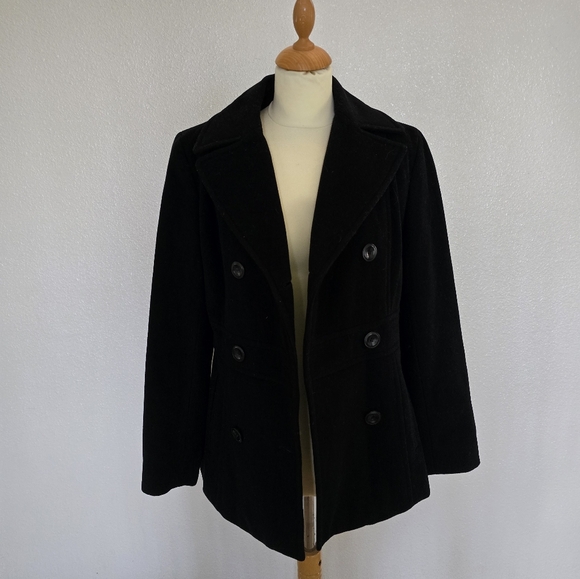 Kenneth Cole Classic Black Wool Blend Coat - Picture 1 of 4